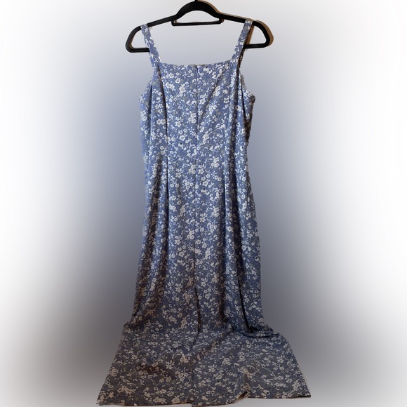 Huisclos collection, woman’s bluedress size 12 maxi 100% polyester, flower print - Picture 2 of 2
